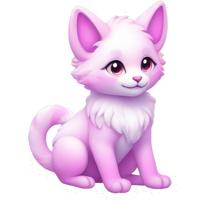 Kawaii colorful bright light pastel lilac-pink-white-gradient fantasy ethereal anthro fursona animal creature emoji