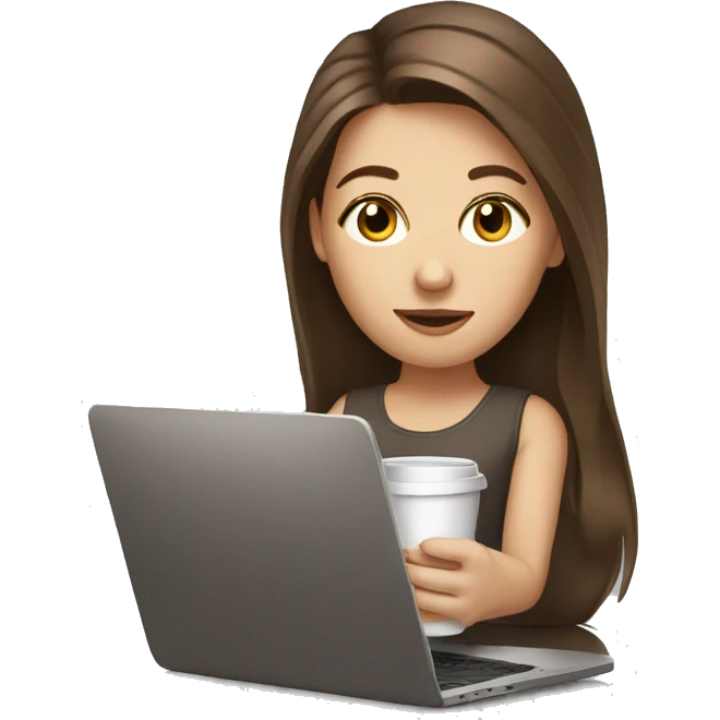 Brown hair white girl with laptop and coffee  emoji