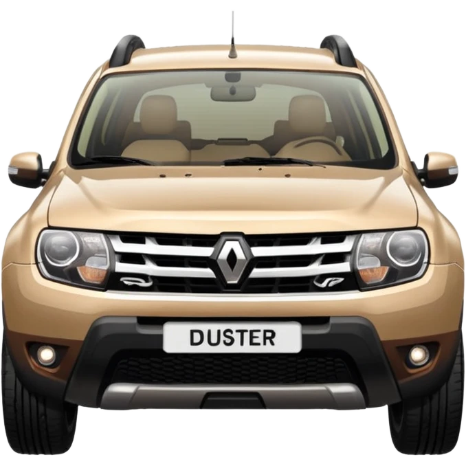 Front side of Renault Duster 2014. Beige colour  emoji