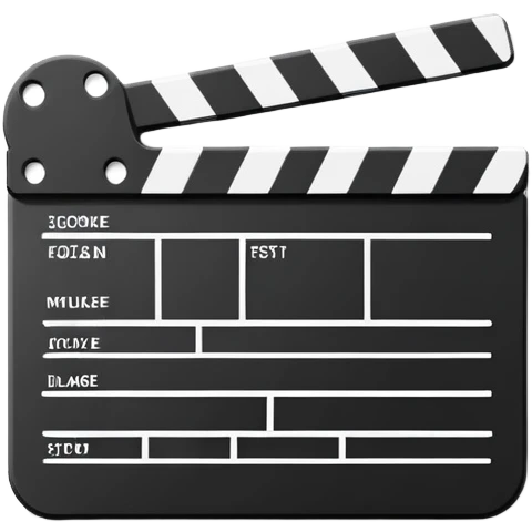 hyper minimal film slate, black and white, just basic shapes with one diagonal line emoji