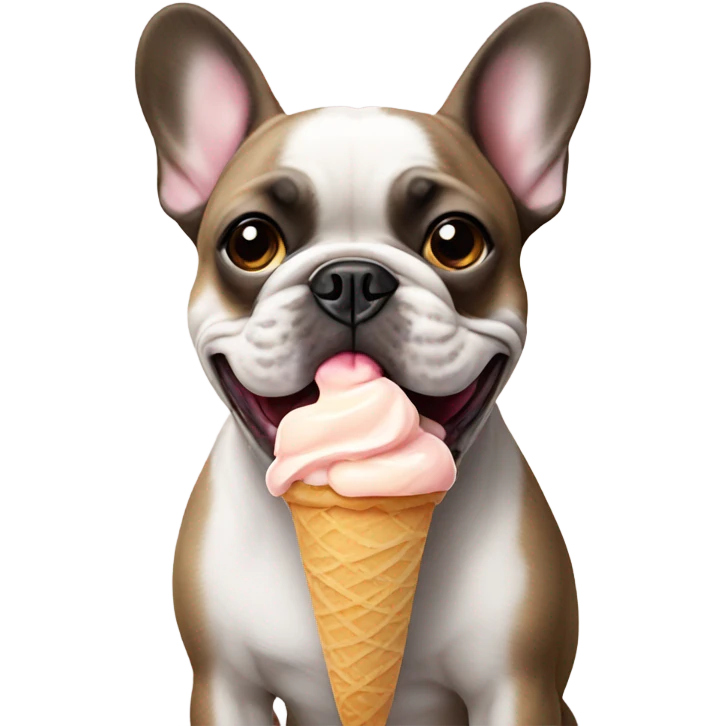 French bulldog eating icecream emoji