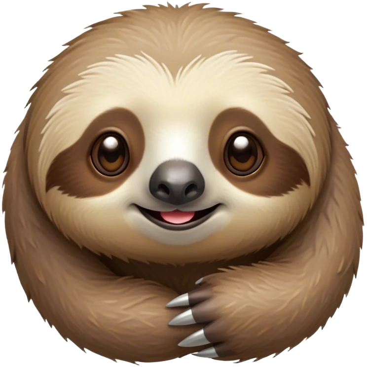 Cinematic Cute Sloth Portrait Emoji, Head tilted playfully and inquisitively, with a delightfully relaxed expression accented by a soft, fuzzy Fur and round, sparkling eyes filled with charm, Simplified yet irresistibly adorable features, highly detailed, glowing with a warm, gentle glow, high shine, affectionate and laid-back, stylized with a touch of whimsical laziness, bright and endearing, soft glowing outline, capturing the essence of a mischievous yet loving sloth that seems as if it could slowly dangle out of the screen into your arms! emoji