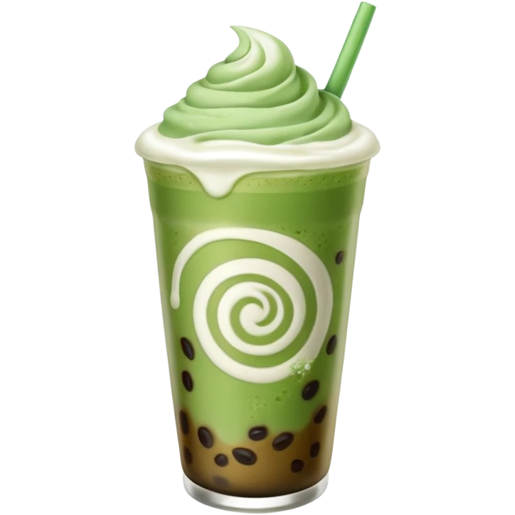 matcha latte with boba and ice without stick and add a lil coffee  emoji