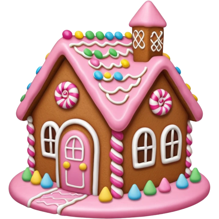 Gingerbread house pink emoji