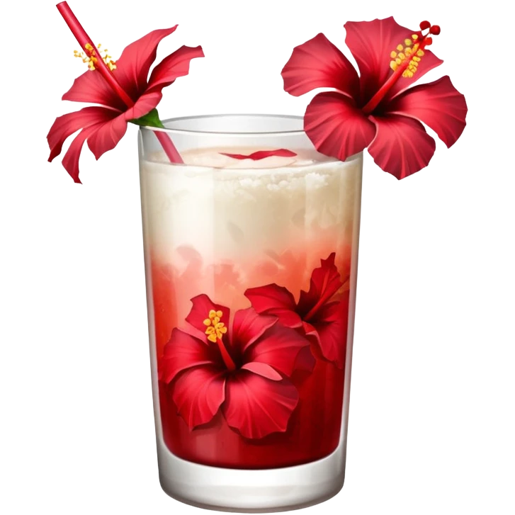 coconut drink with red flowers emoji