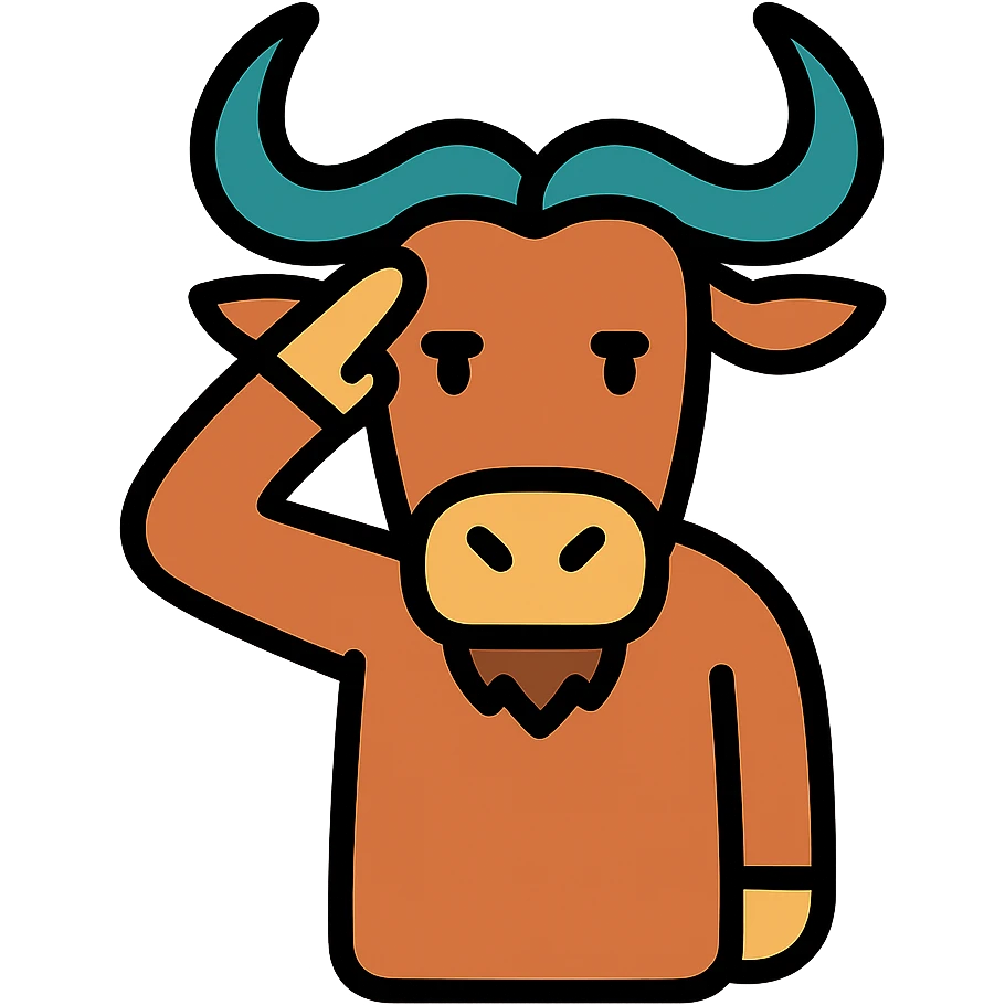 color outline icon of a gnu saluting emoji