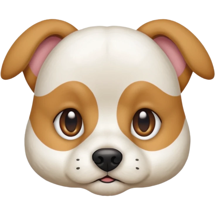 a white beagle x maltese x chi dog the size of a kelpie with light brown ears and a light brown patch on one eye emoji