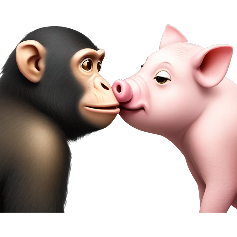Monkey and pig kissing emoji