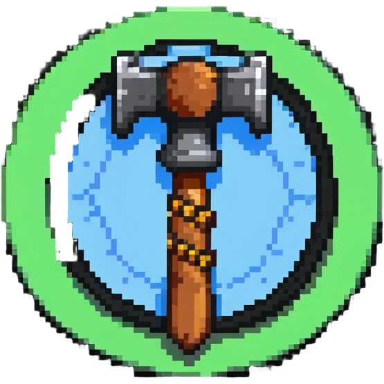 Discord-style moderator badge with hammer symbol emoji