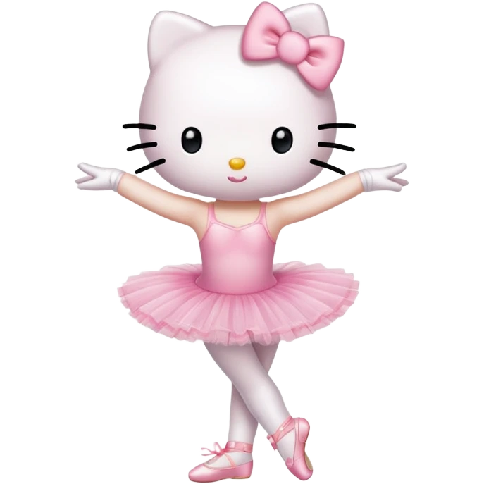 Hello Kitty character in ballet pose with pink tutu emoji