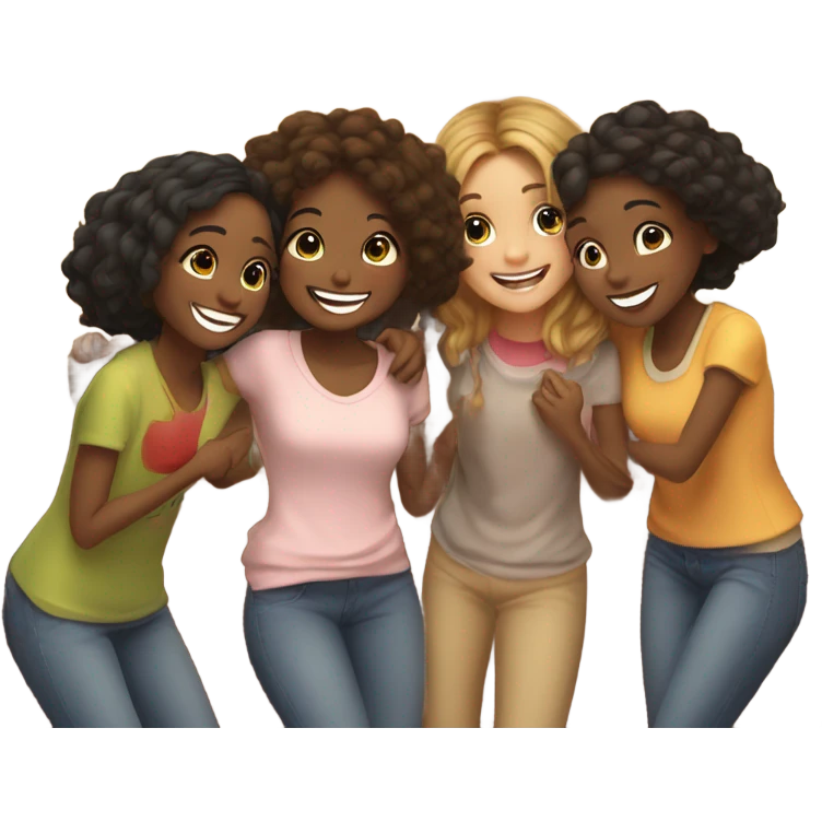 smiling girls indoors together emoji
