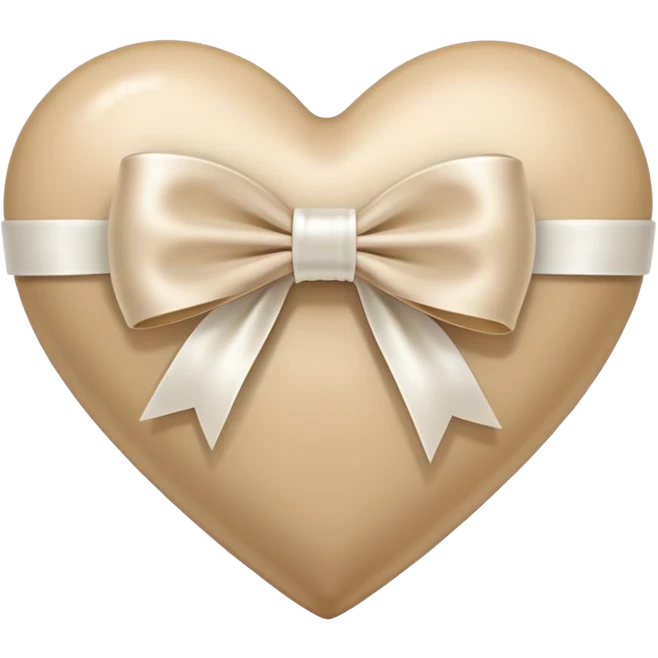 beige heart with white bow emoji