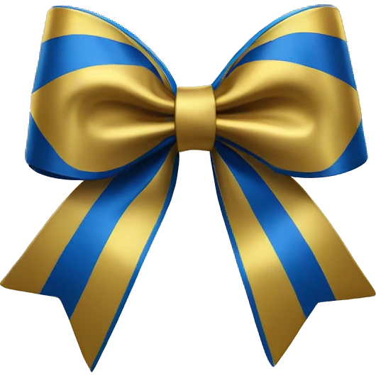 Blue and gold cheer bow emoji
