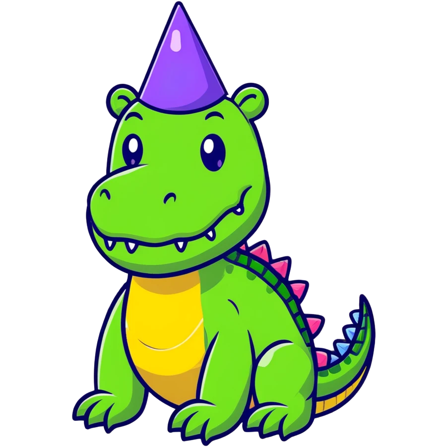 crocodile wearing a party hat emoji