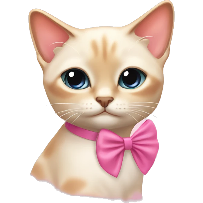 cute flame point Siamese cat with pink bow ￼ emoji