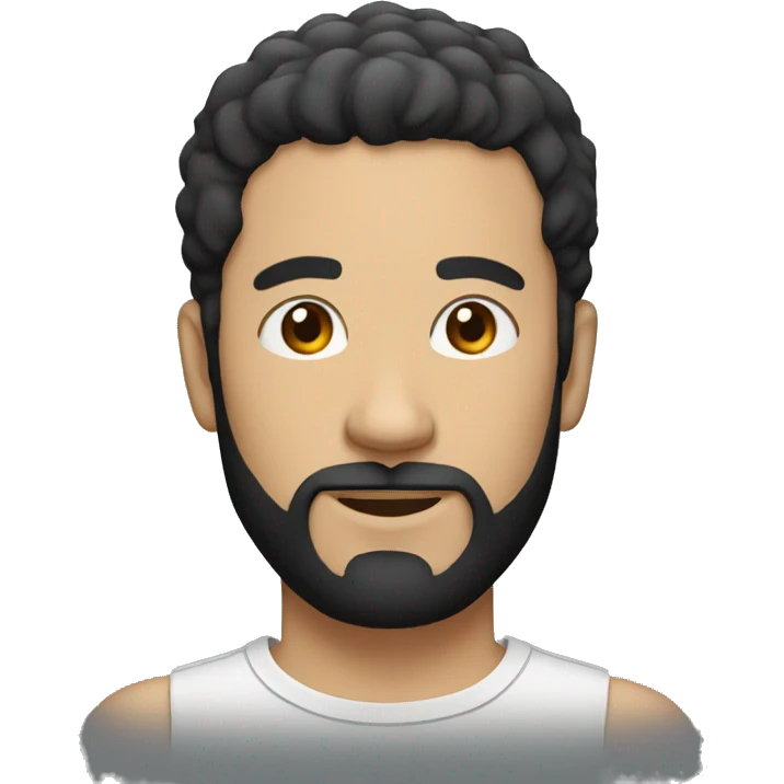full Man with short black hair and circle beard emoji