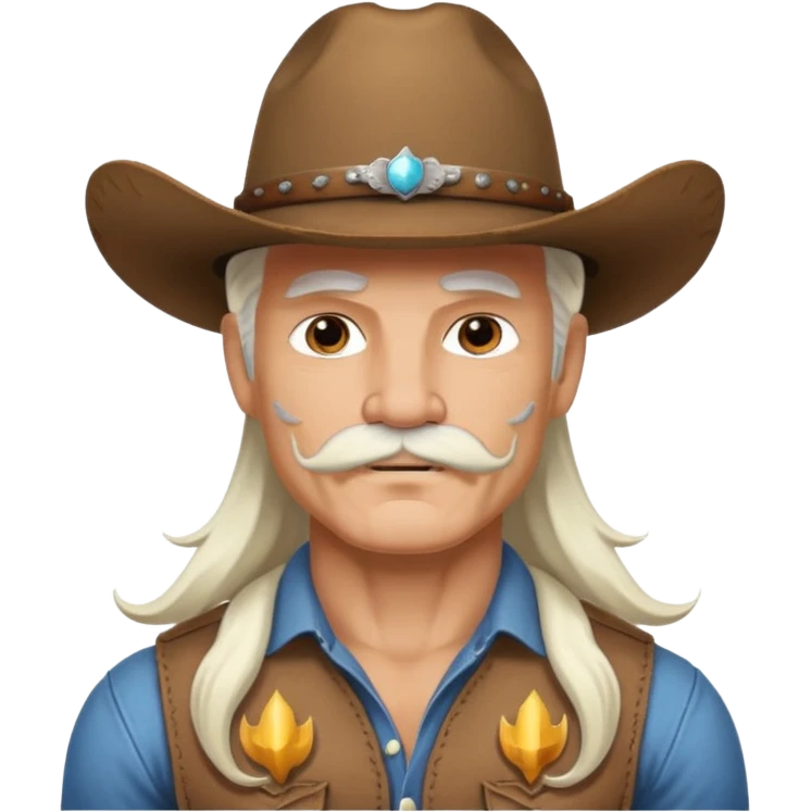 muscular tattooed and mustached cowboy long white hair  emoji