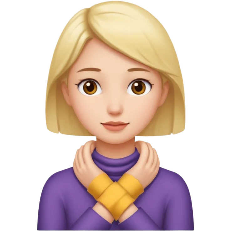 Girl putting both hands around her neck emoji