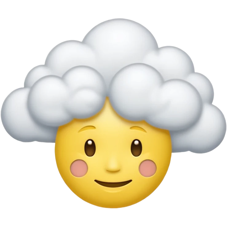 clouds spinning around the head of a yellow face emoji that looks spaced out emoji