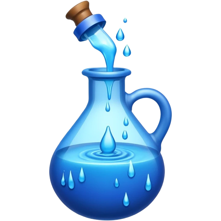 Blue potion bottle open with the liquid falling out emoji