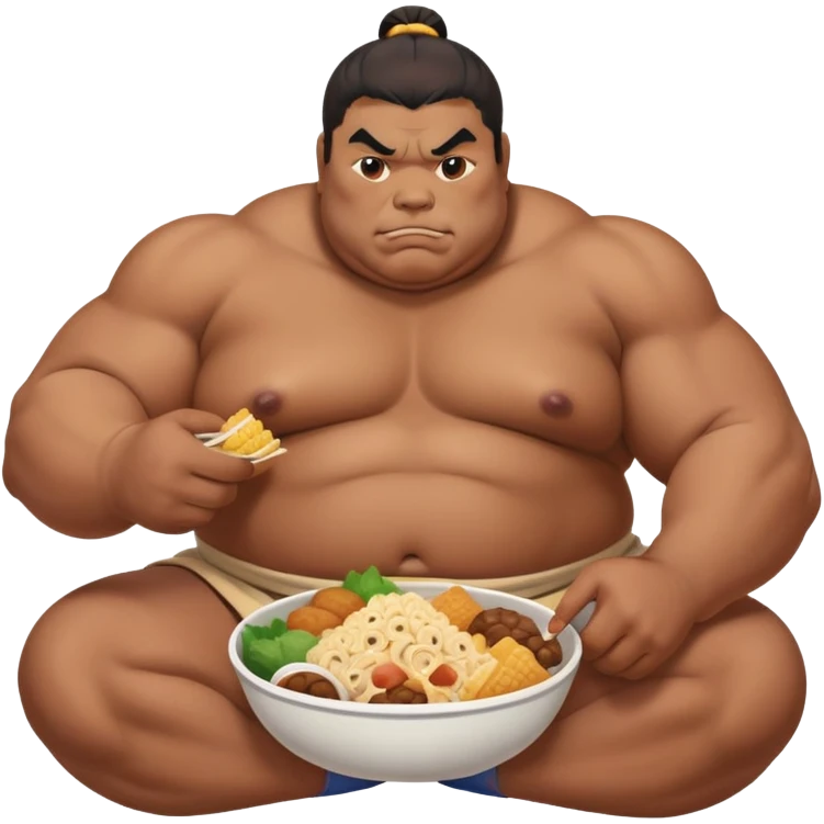 Sumo Wrester eating lots of food  emoji