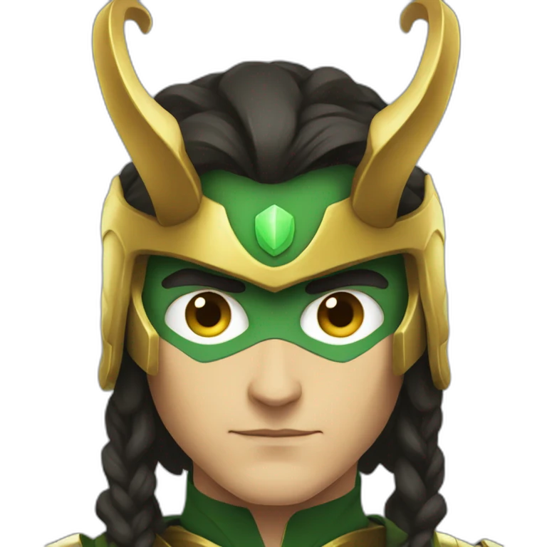 Loki with his golden horned helmet, looking serious emoji