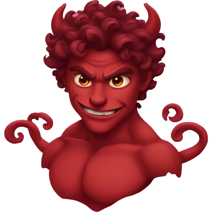 Male Demon red in love with curly hair emoji