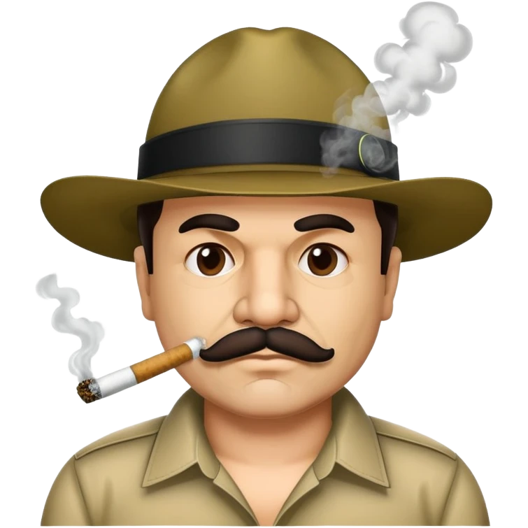 El Chapo Guzman with mustache smoking a marijuana joint emoji