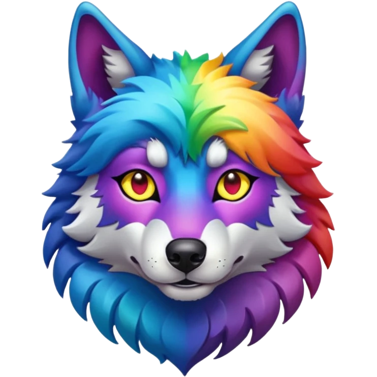 rainbow colored wolf emoji