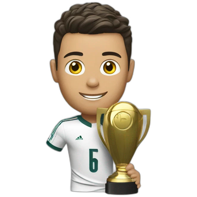 Cristiano Ronaldo holds the championship trophy emoji