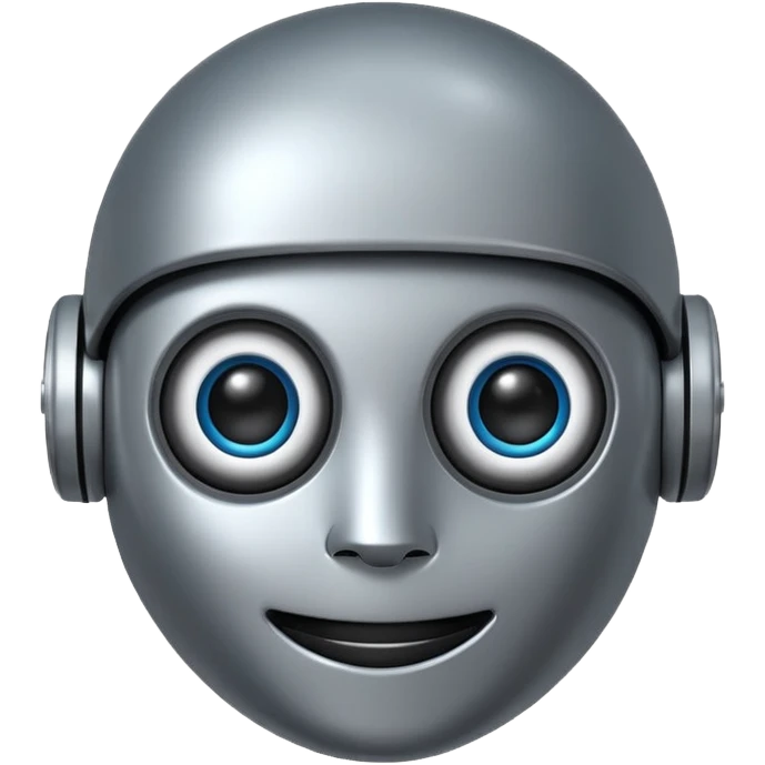 friendly robot emoji, metallic face, digital eyes emoji