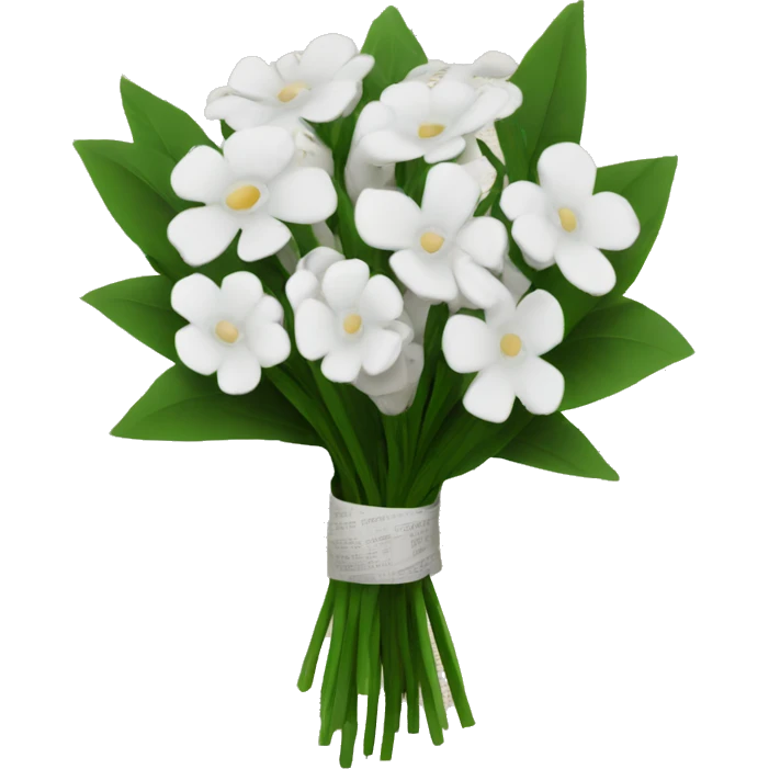 A bouquet of white flowers wrapped in newspaper emoji