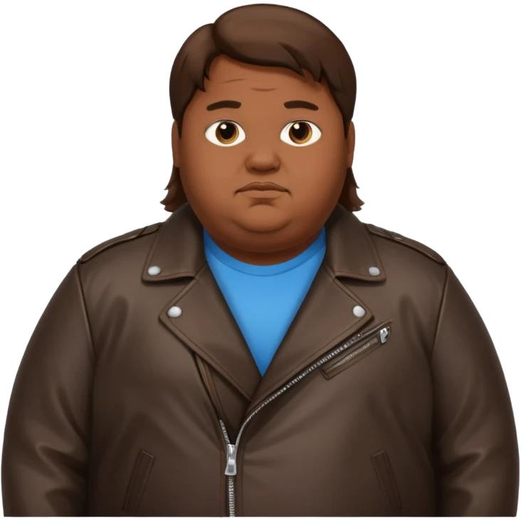 Long hair obese men in leather jacket emoji