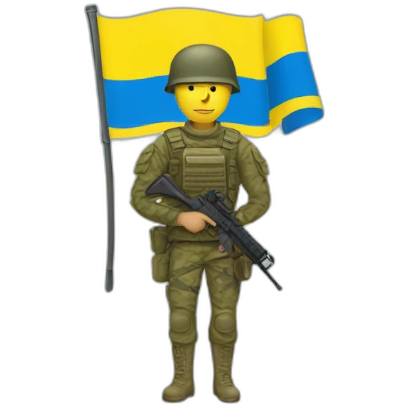 Soldier with Ukrainian flag emoji