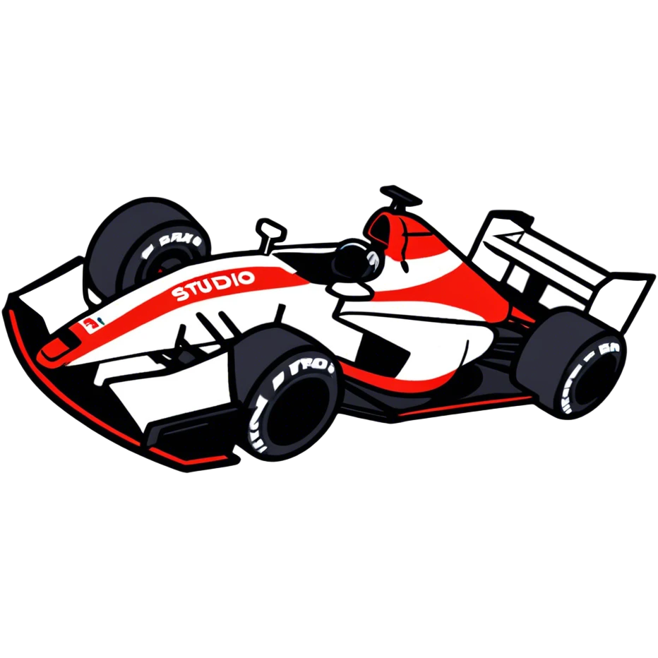 ￼Carro de formula1 preto e vermelho escrito Studio Pro emoji