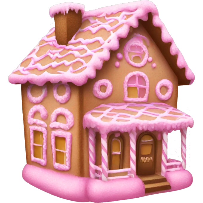 A pink gingerbread house emoji
