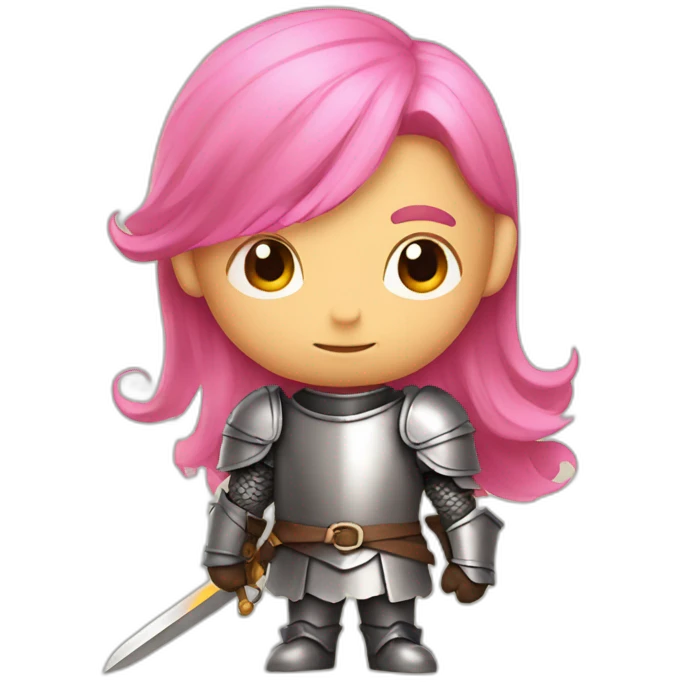 Tiny knight with Pink flamy hair emoji