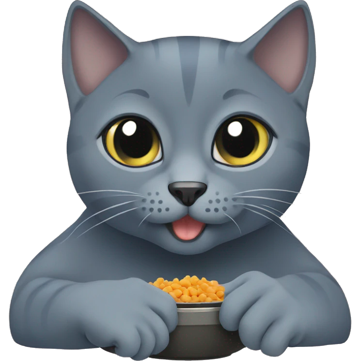 Russian Blue eating cat food emoji