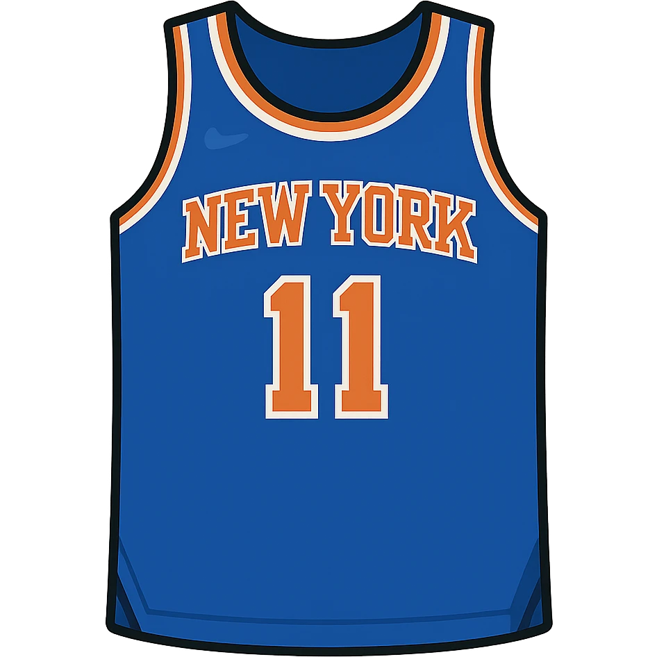 flat toon style new york knicks basketball jersey featuring the number 11 emoji