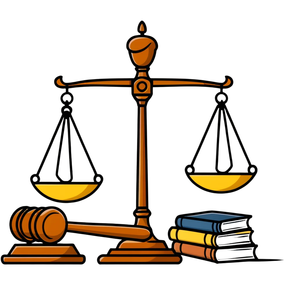 Gavel with law book and scales emoji