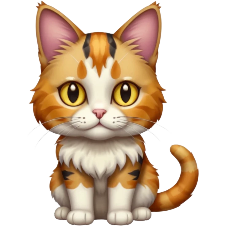 full body colourful light patched calico tabby cat with hazel eyes emoji
