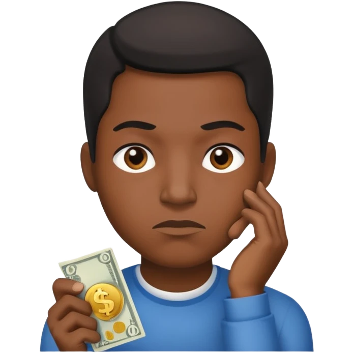 ambitious thinking about moneyemoji, black person emoji