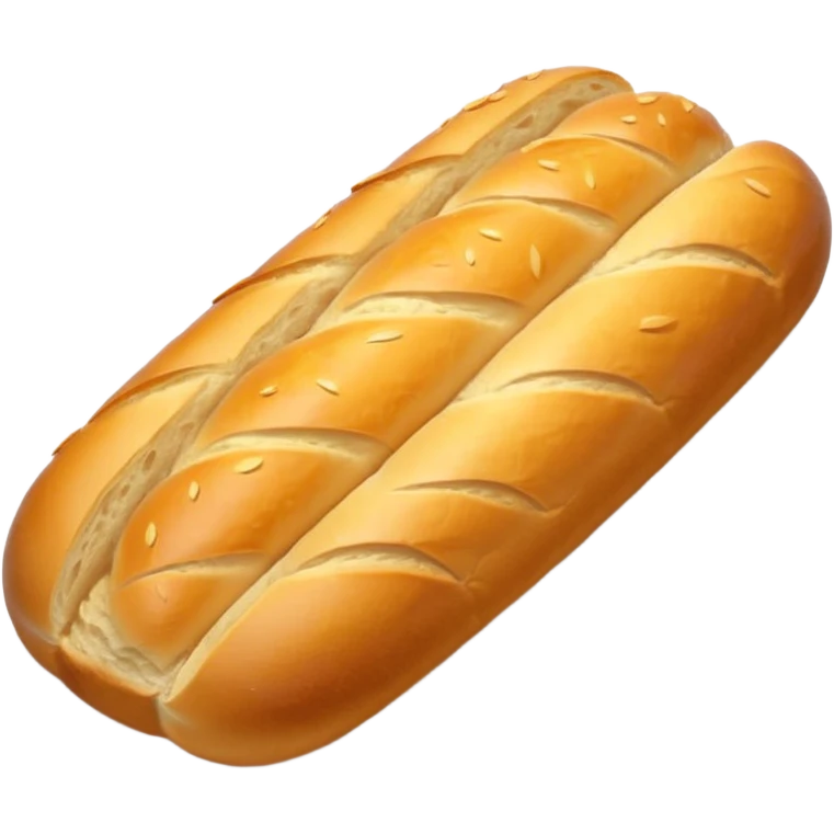 baguette bread object icon, crispy golden crust, detailed bread texture, 3D cartoon, mobile game icon style, centered, soft shadow, clean background, no text, no watermark
 emoji