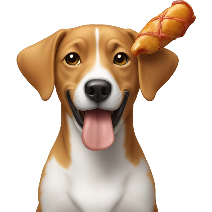 Dog eating a chicken leg emoji