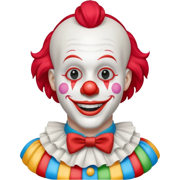 A white animatronic humanoid male clown manne emoji
