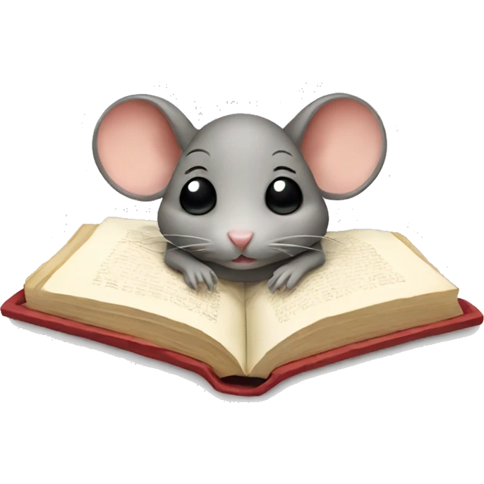 a mouse laying in bed reading a book emoji