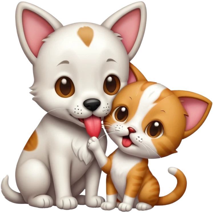 Dog licking cat emoji