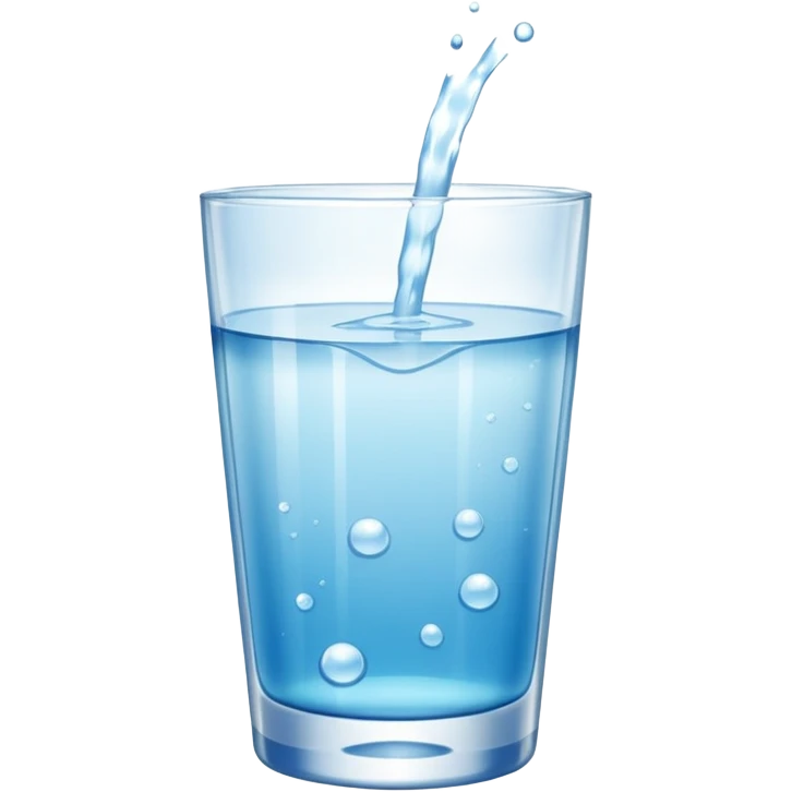 transparent glass of water, three-quarters full, with a white effervescent tablet dissolving at the bottom. emoji