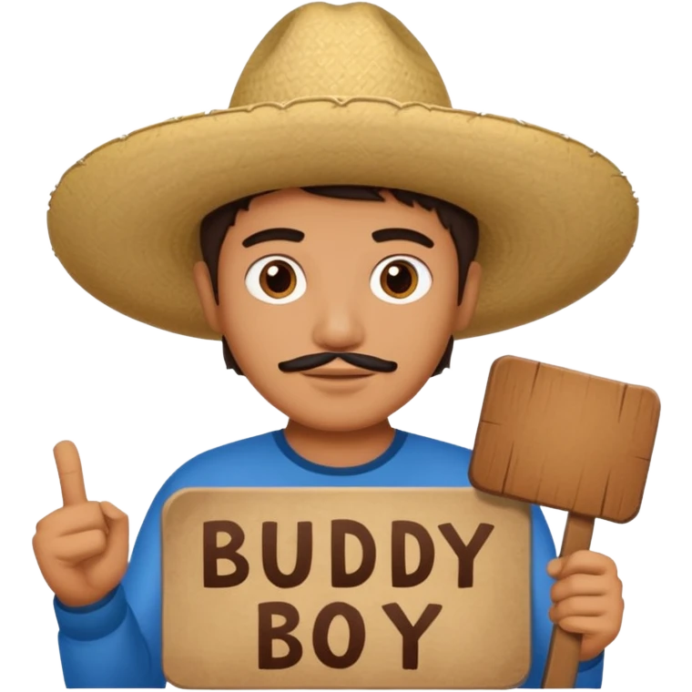 mexican holding sign that says buddy boy emoji