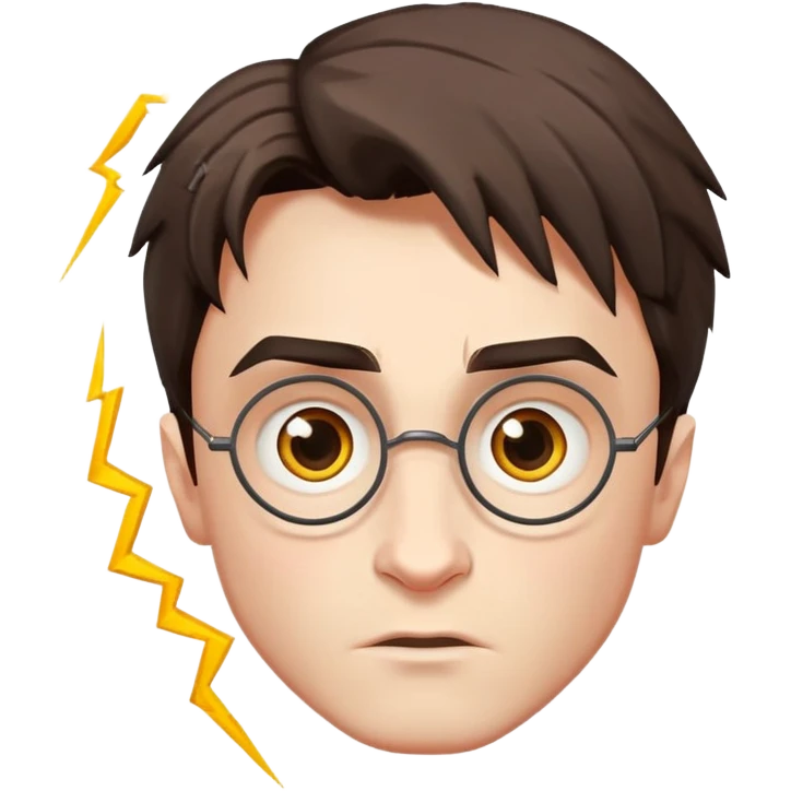 Harry Potter with a Lightning-shaped scar in the middle of the forehead emoji